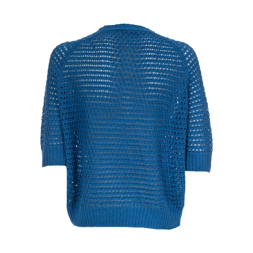 Le Tricot Perugia Linnen en katoenen gebreide top Blue Dames