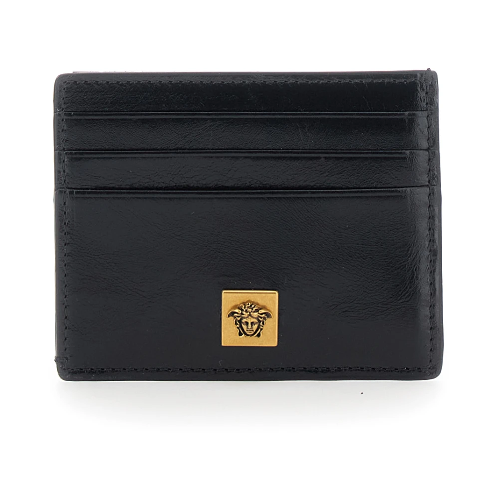 Versace Men's Black Wallets & Cardholders, One Size, Severine Leather Card Holder