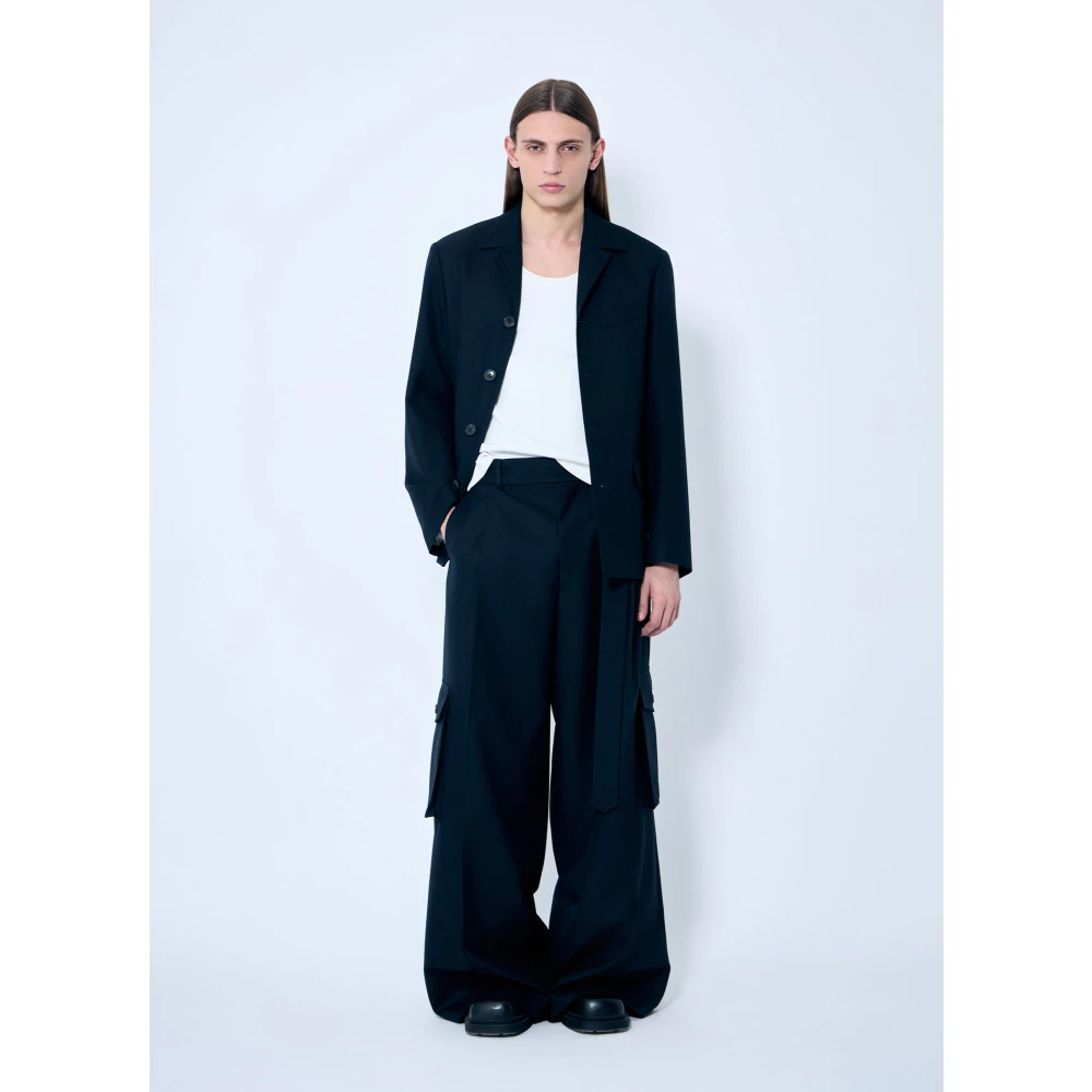 Dries Van Noten Wollen getailleerd jasje met ingesneden revers Blue Heren
