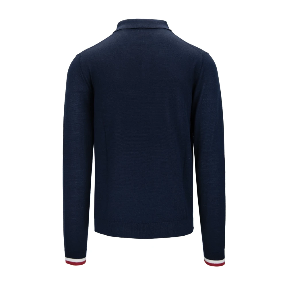 Sun68 Merino wol poloshirt met lange mouwen Blue Heren