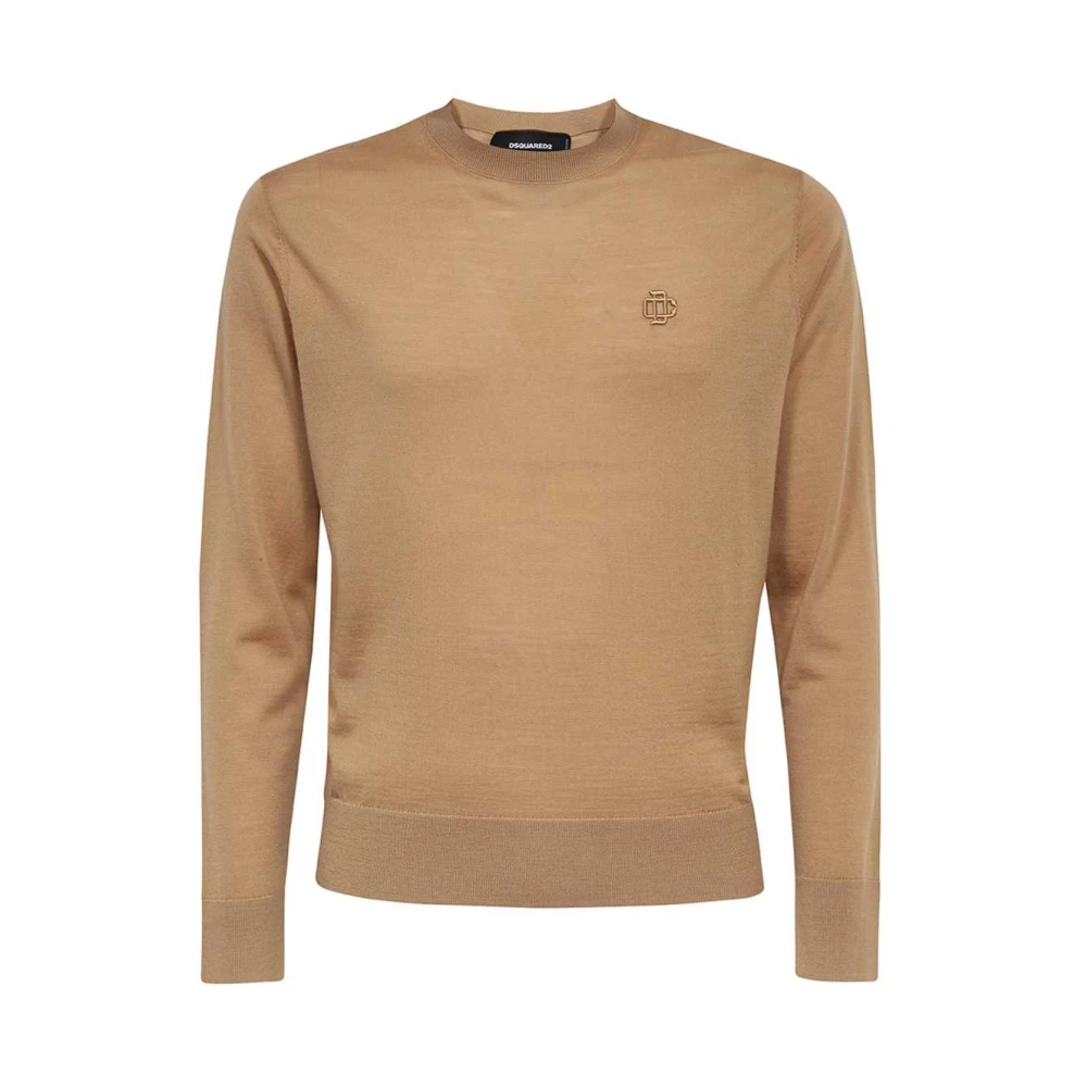 Dsquared2 Geribbelde crew-neck wollen trui Brown Heren