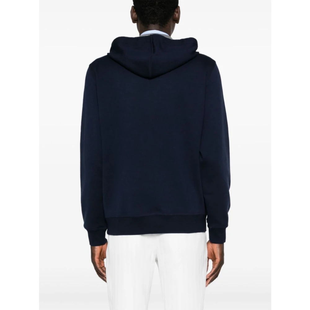 BRUNELLO CUCINELLI Blauwe Hoodie Trui Jersey Katoen Kasjmier Zijde Blue Heren