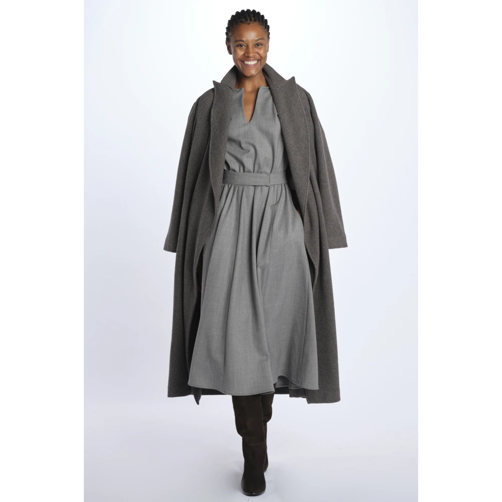 Crida Milano Wollen Canvas Jurk Treviso Gray Dames