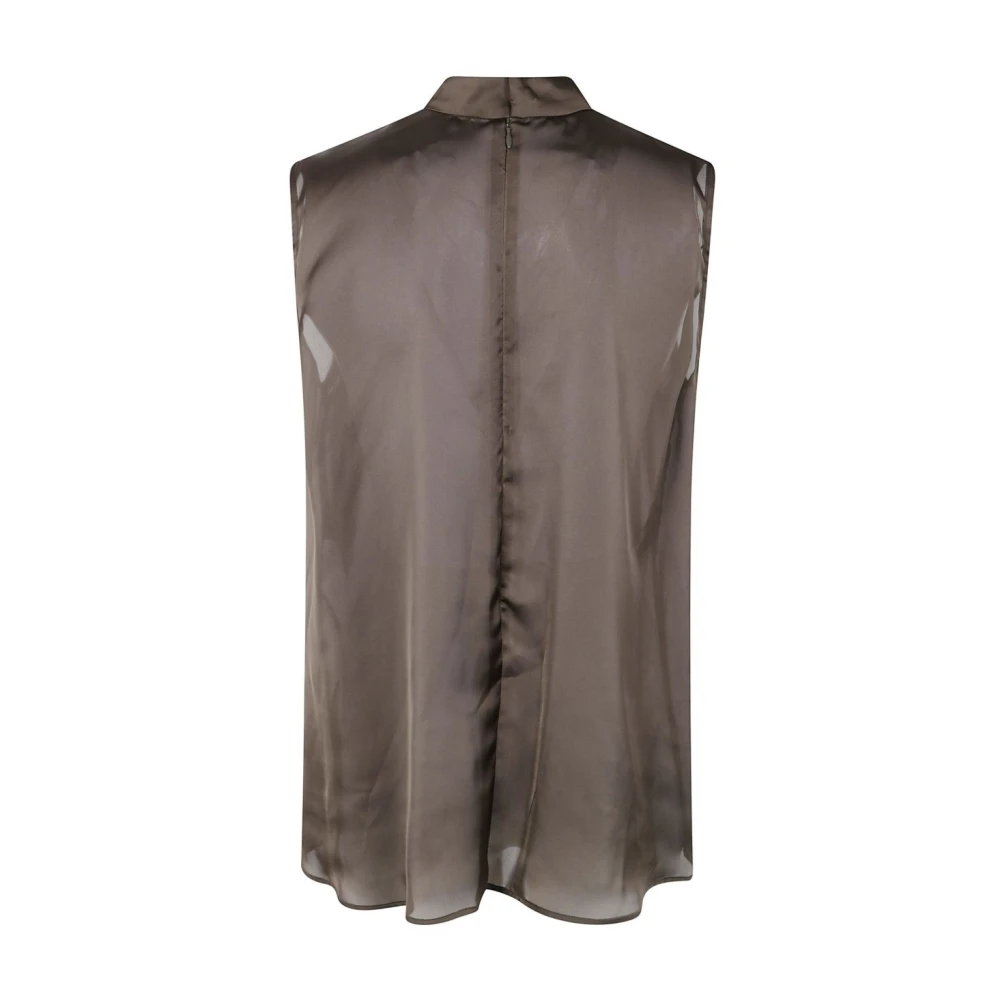 Sacai Mouwloze Satijn Chiffon Top Beige Dames