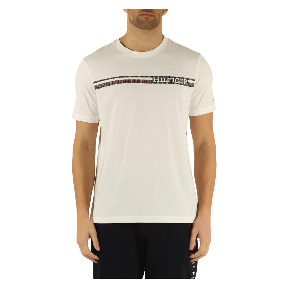 Tommy Hilfiger Regular Fit Katoenen T-Shirt met Voorlogo Print White Heren