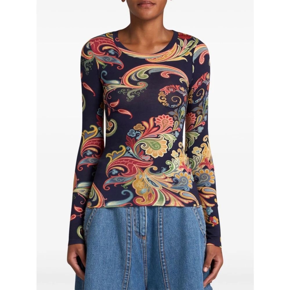 ETRO Paisley Print Crew Neck Sweater Multicolor Dames