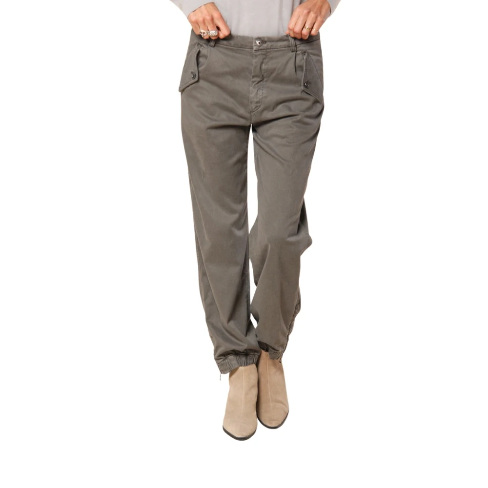 Mason's Cargo Broek in Satijn Stretch met Curvy Fit Gray Dames