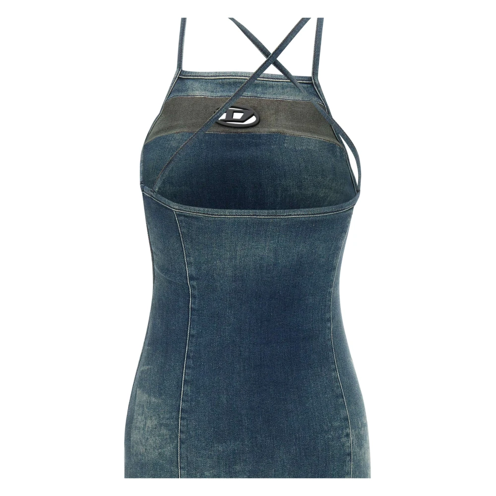 Diesel Denim Cross-over Strap Jurk Blauw Blue Dames