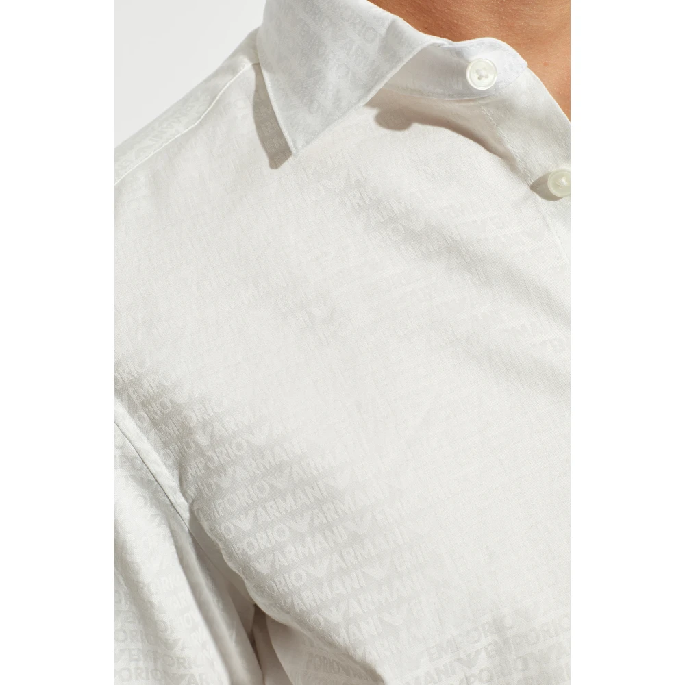 Emporio Armani Katoenen shirt met monogram White Heren