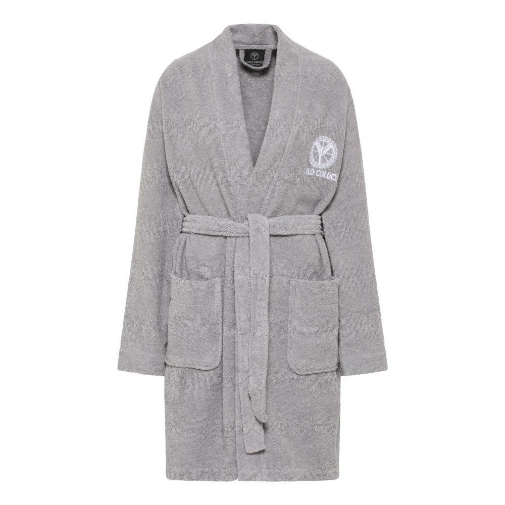 Carlo Colucci Women's Gray Kimono Style Embroidered Bathrobe