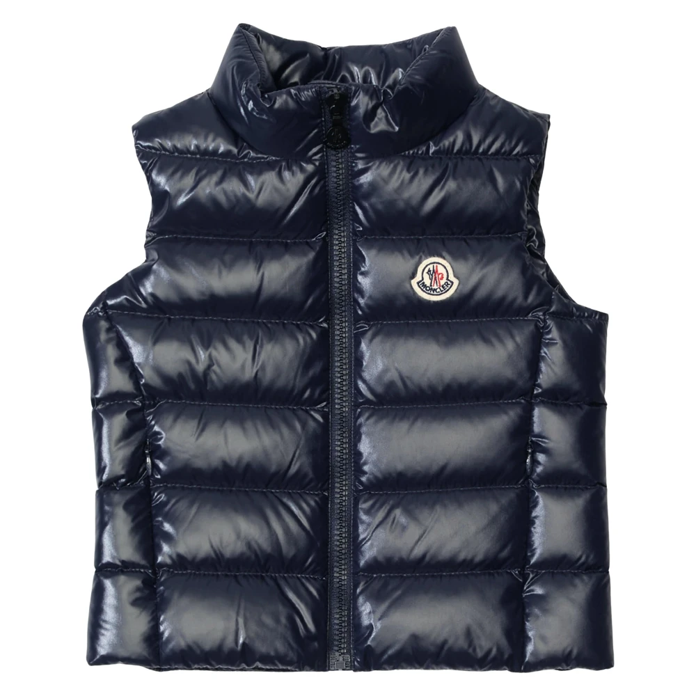 Moncler Girls Blue Navy Down Padded Gilet - Waistcoats - 4 Y - Kids
