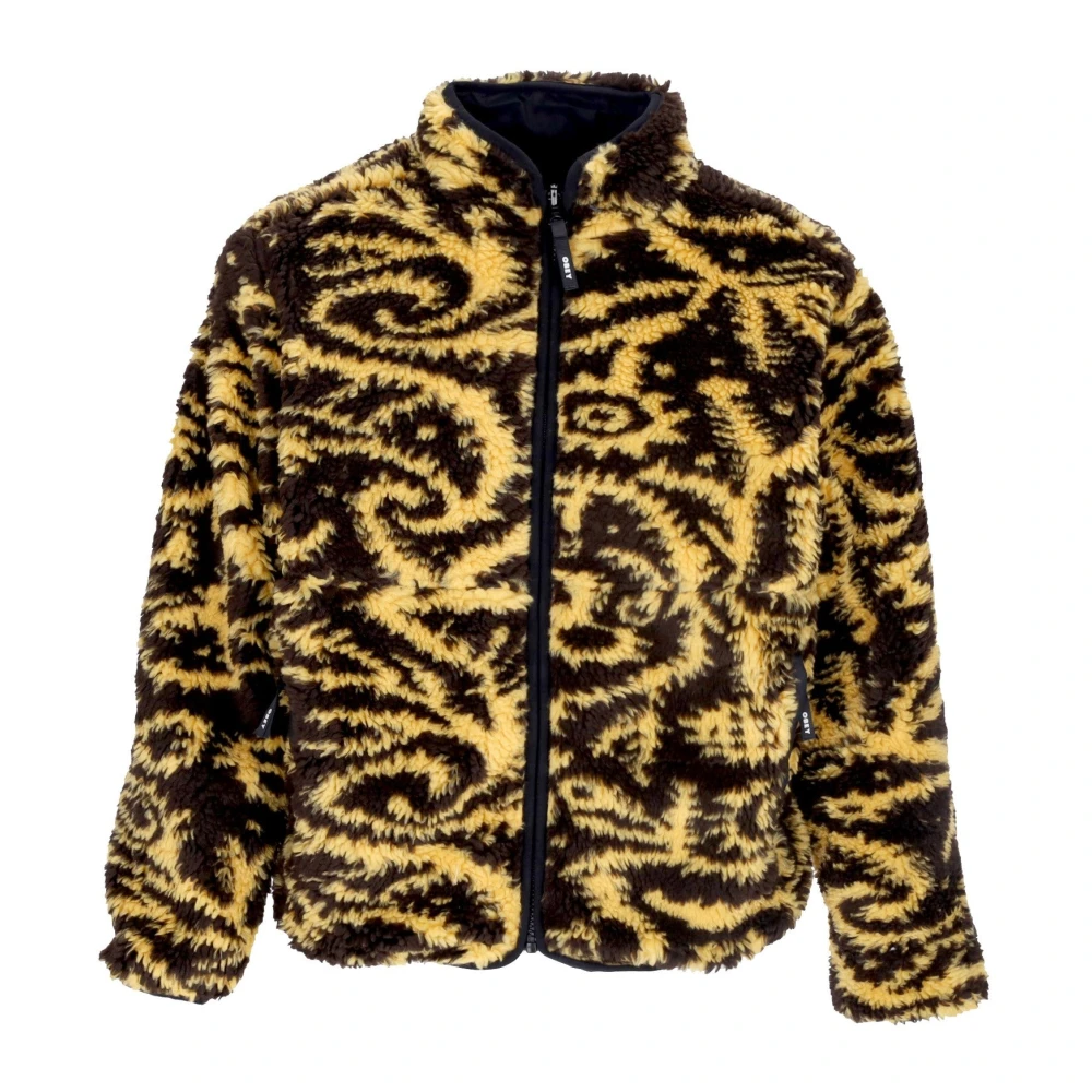 Obey Brown Faux Fur & Shearling Jackets, Female, Xs, Reversible Sherpa Jacket Golden Harvest