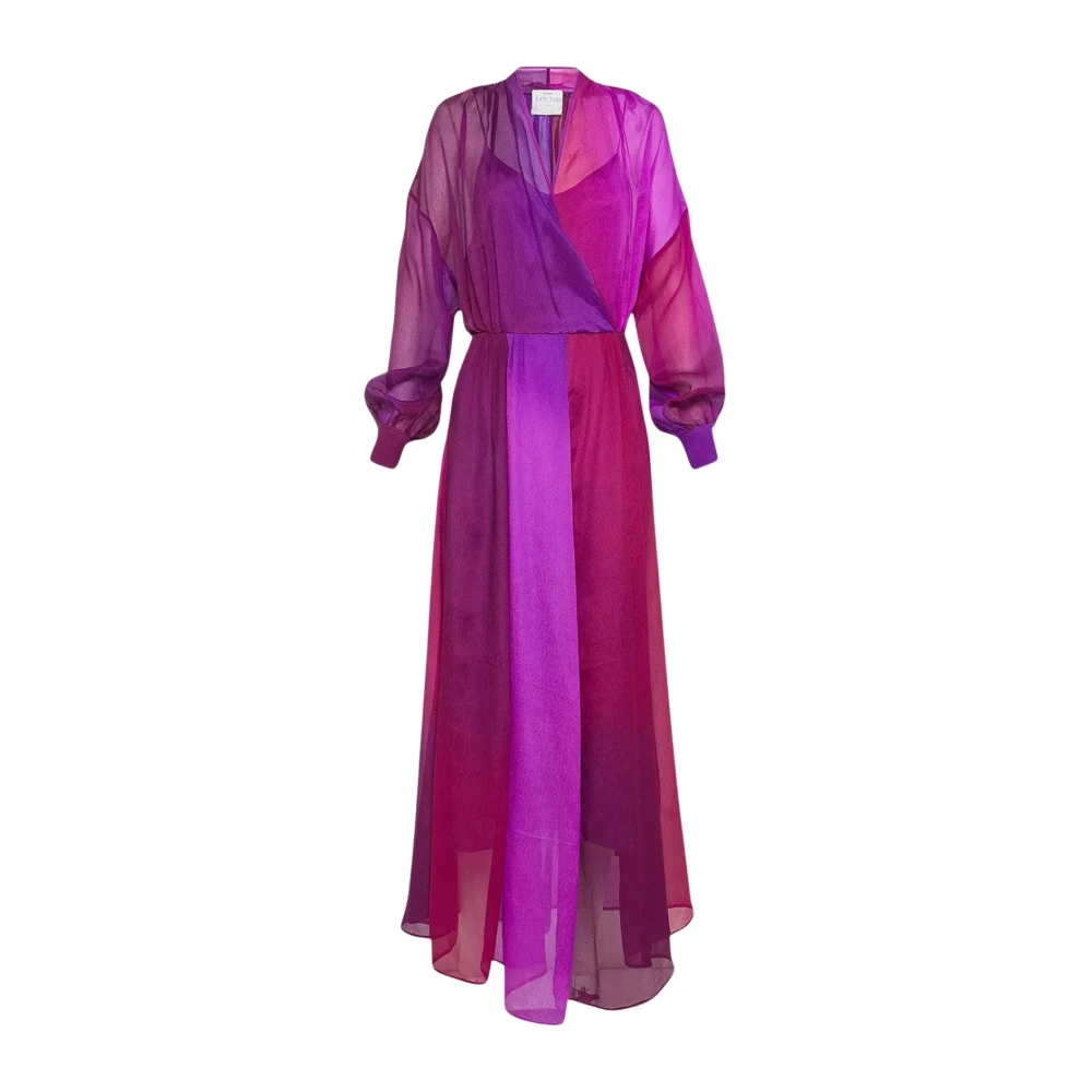 Forte Forte Women's Purple Silk Crepe Long Sleeve V-Neck Dress - Maxi Dresses - S - Dresses