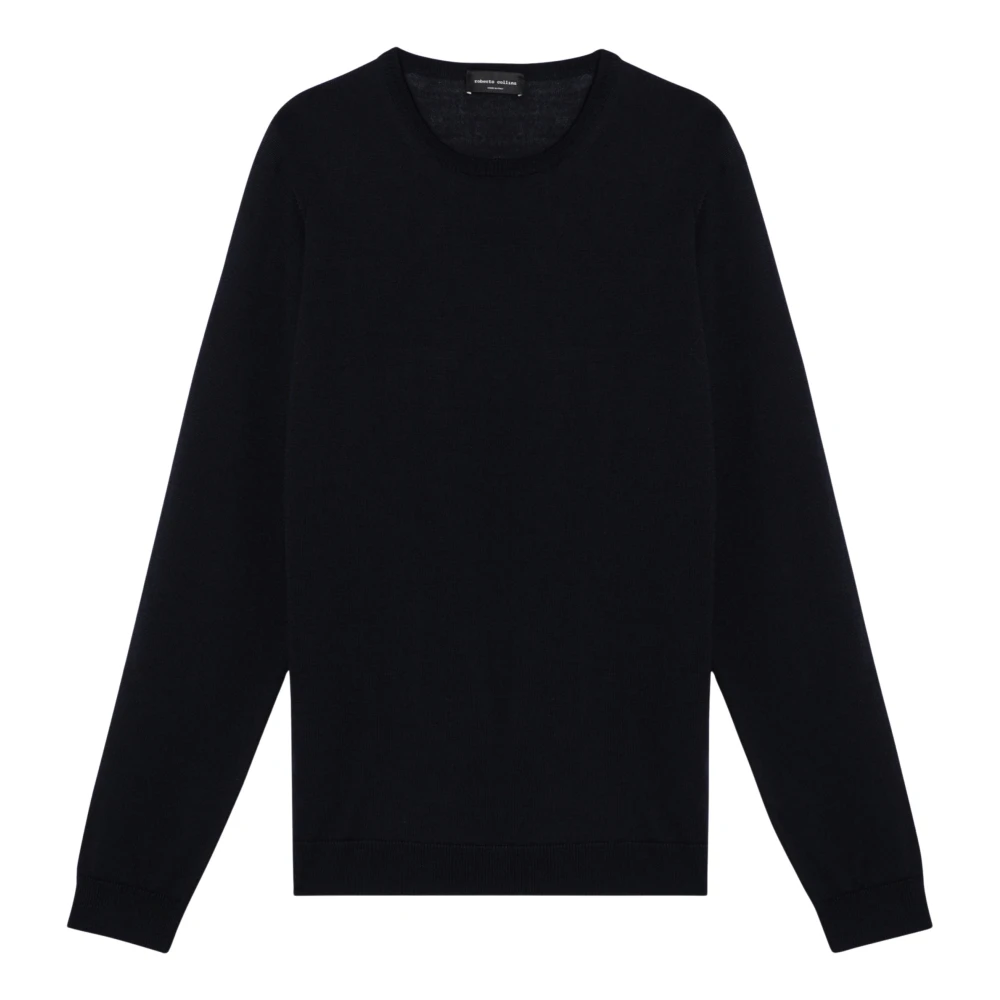 Roberto Collina Ronde hals trui Blue Heren