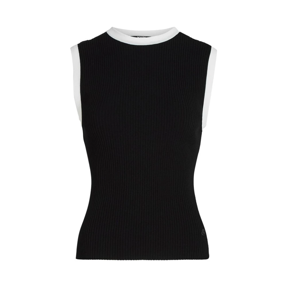 Karl Lagerfeld Gestreepte gebreide tanktop Black Dames