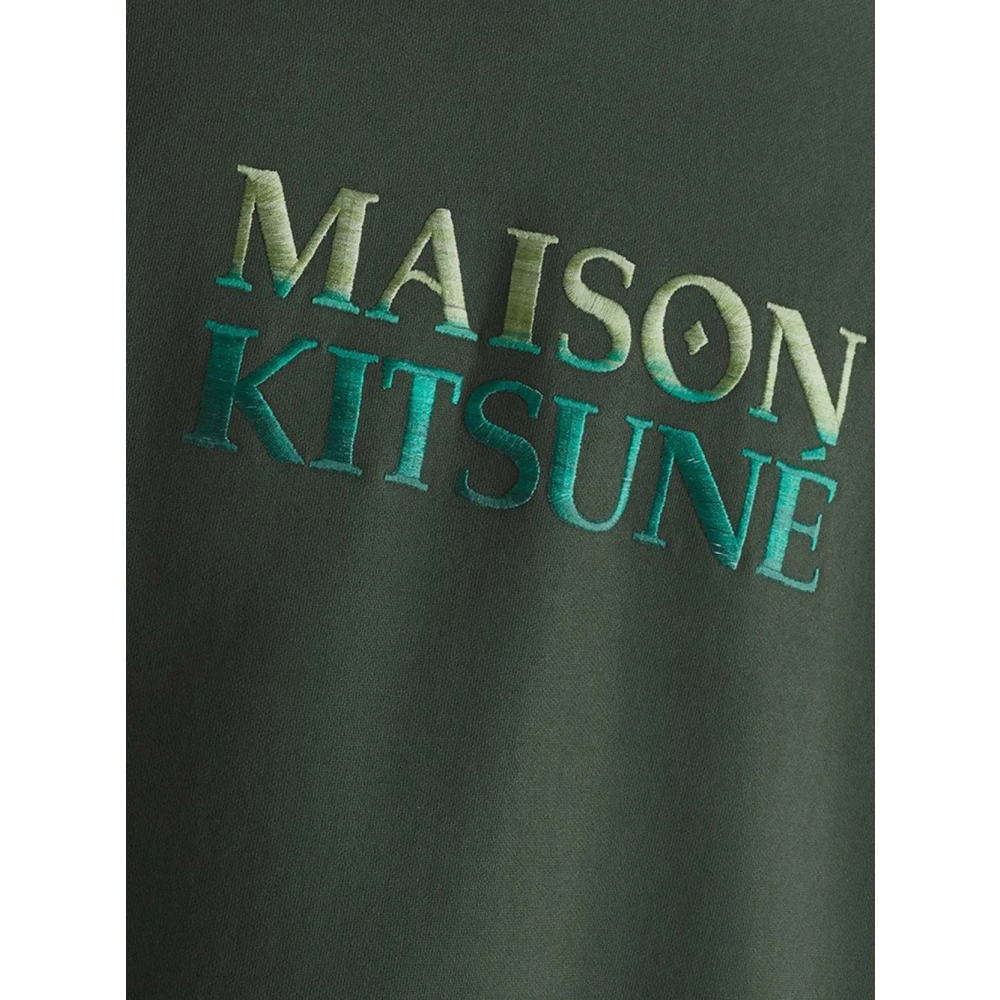 Maison Kitsuné Katoenen Logo T-Shirt Green Heren