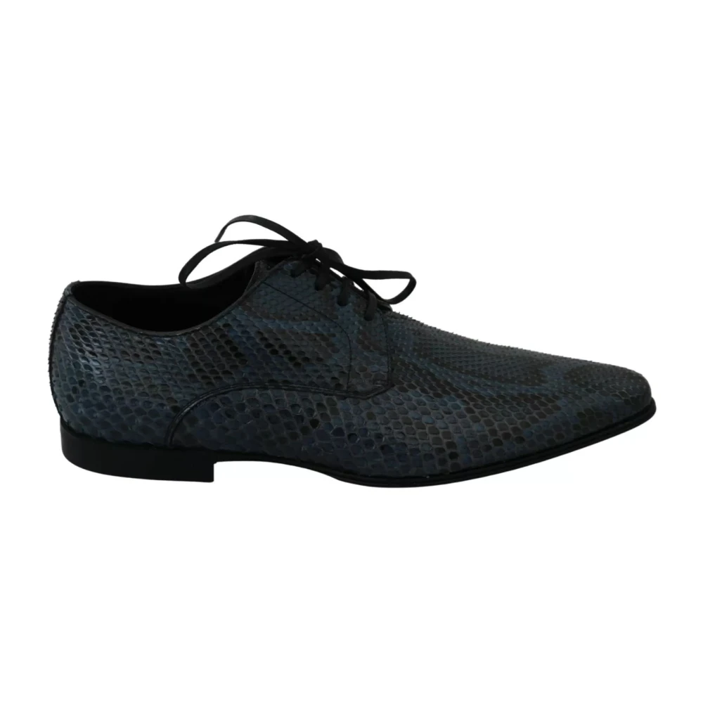 Dolce & Gabbana Mannelijk Blauw Schoenen Heren, 40 Eu, Leer, E Python Leren Veterschoenen
