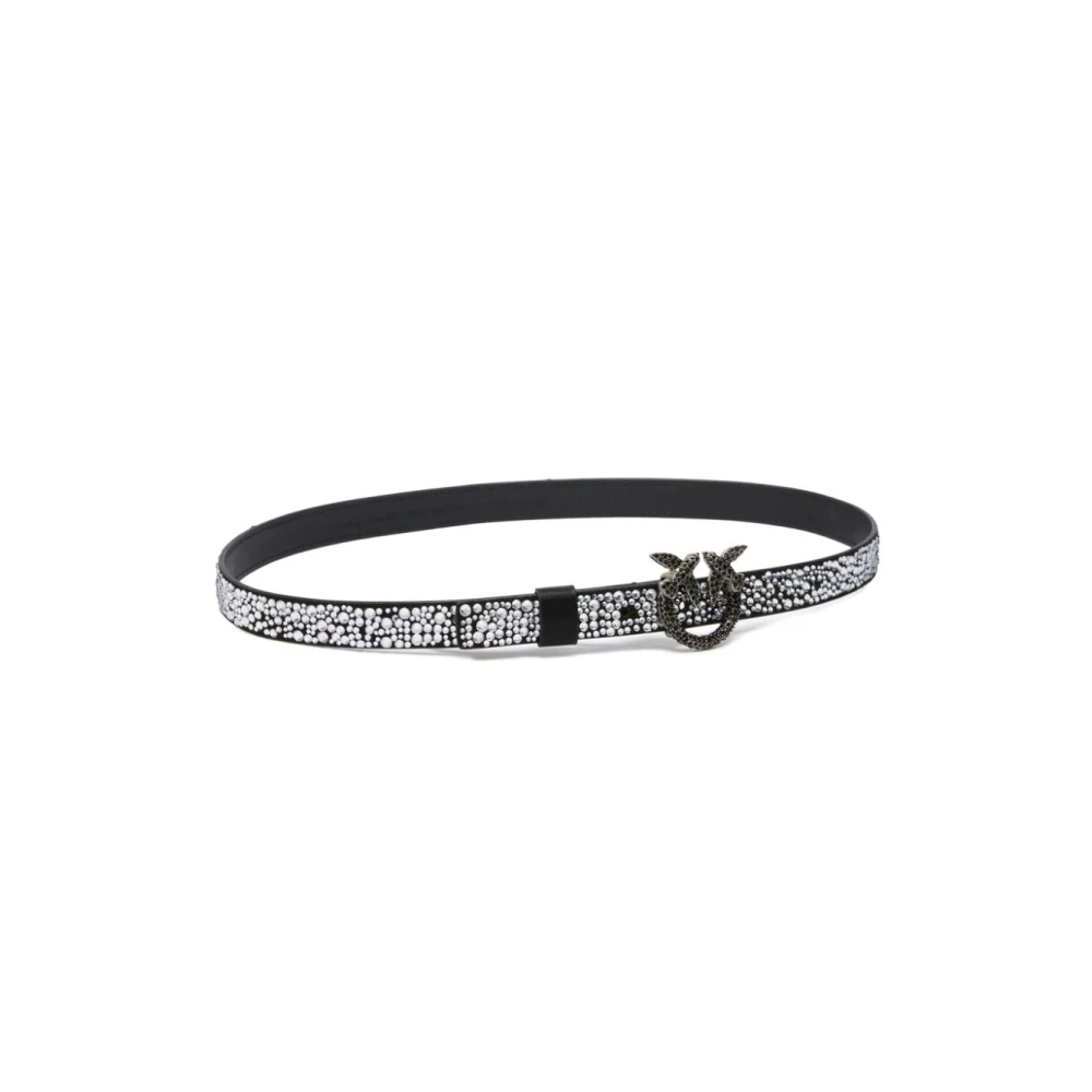 pinko Zwart Suède Riem met Strass Detail Black Dames