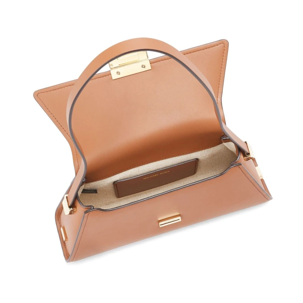 Michael Kors Bruin Leren Schoudertas Foldover Stijl Brown Dames