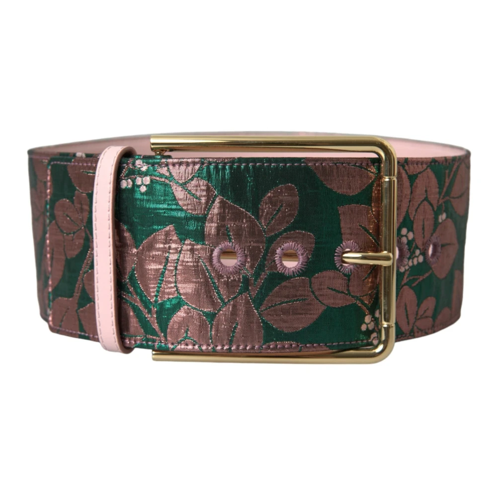 Dolce & Gabbana Bloemen Jacquard Lurex Riem met Gouden Gesp Multicolor Dames