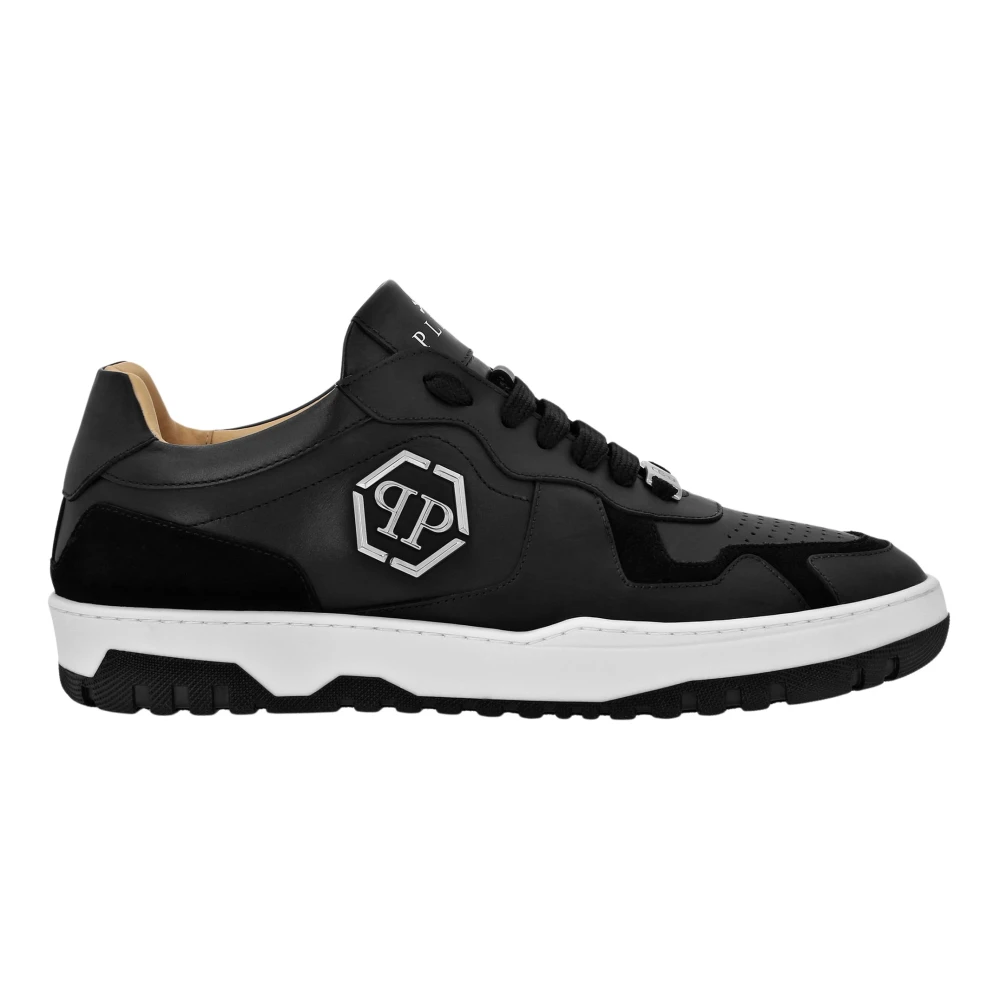 Philipp Plein Mix Leather Lo-Top Sneakers unisex Schoenen Zwart