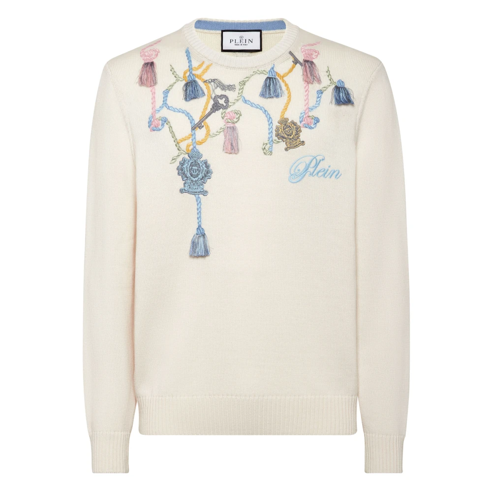 Philipp Plein Homme Beige - Pull Ras Du Cou En Laine Mérinos - Pulls - Taille: S