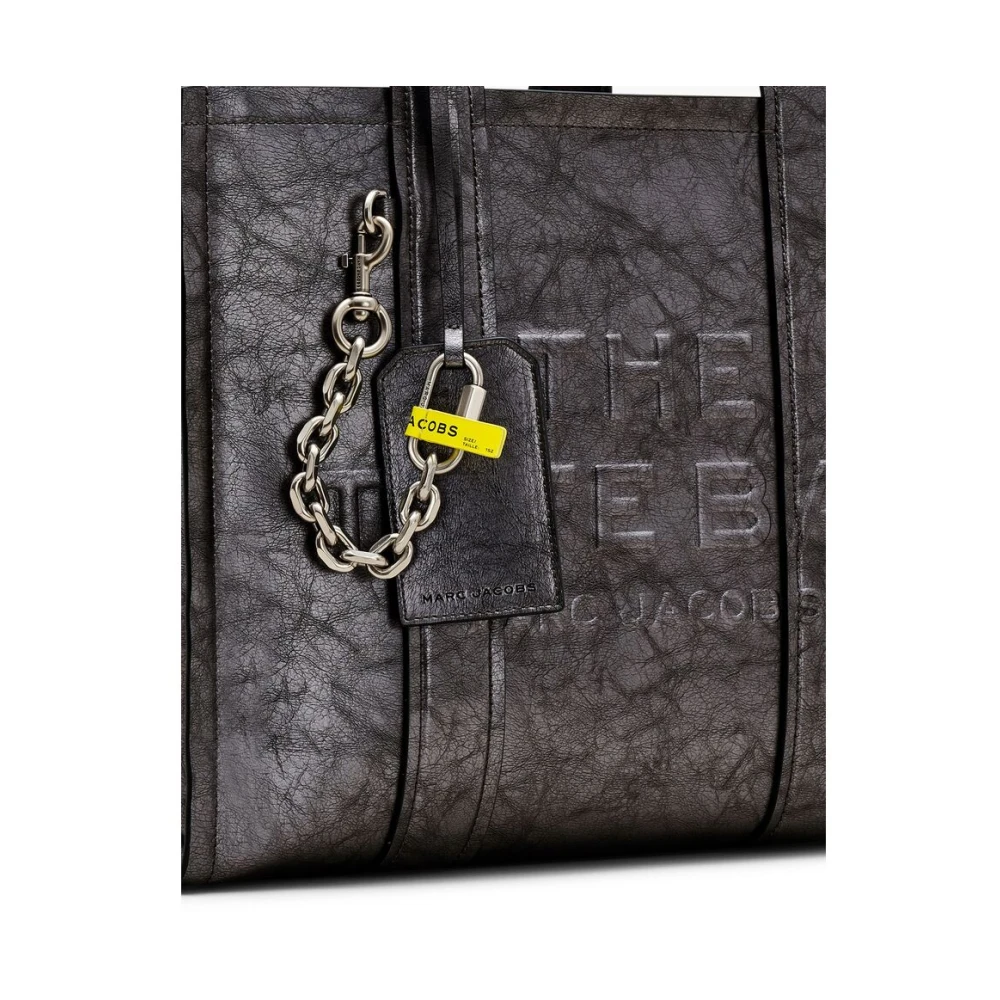 Marc Jacobs Donkergrijze Leren Handtas Metallic Finish Black Dames
