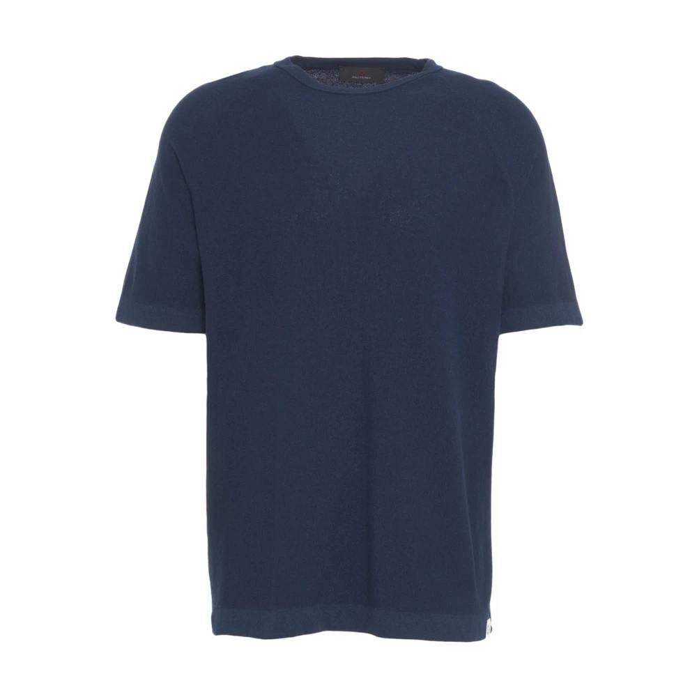 Peuterey Blauwe Terry T-shirt met Ribgekraagd Blue Heren