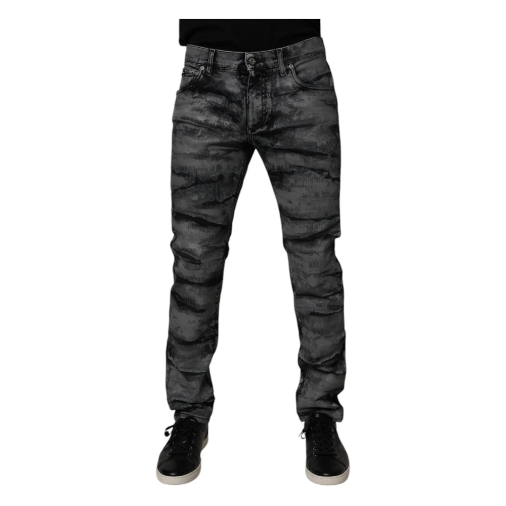 Dolce & Gabbana Men's Gray Tie Dye Skinny Denim Jeans Medium