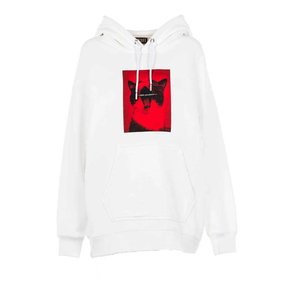 Diesel Dames hoodie wit katoen modieus White Dames