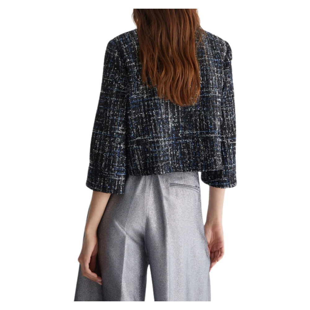 Liu Jo Zwarte Bouclé Korte Jas Black Dames