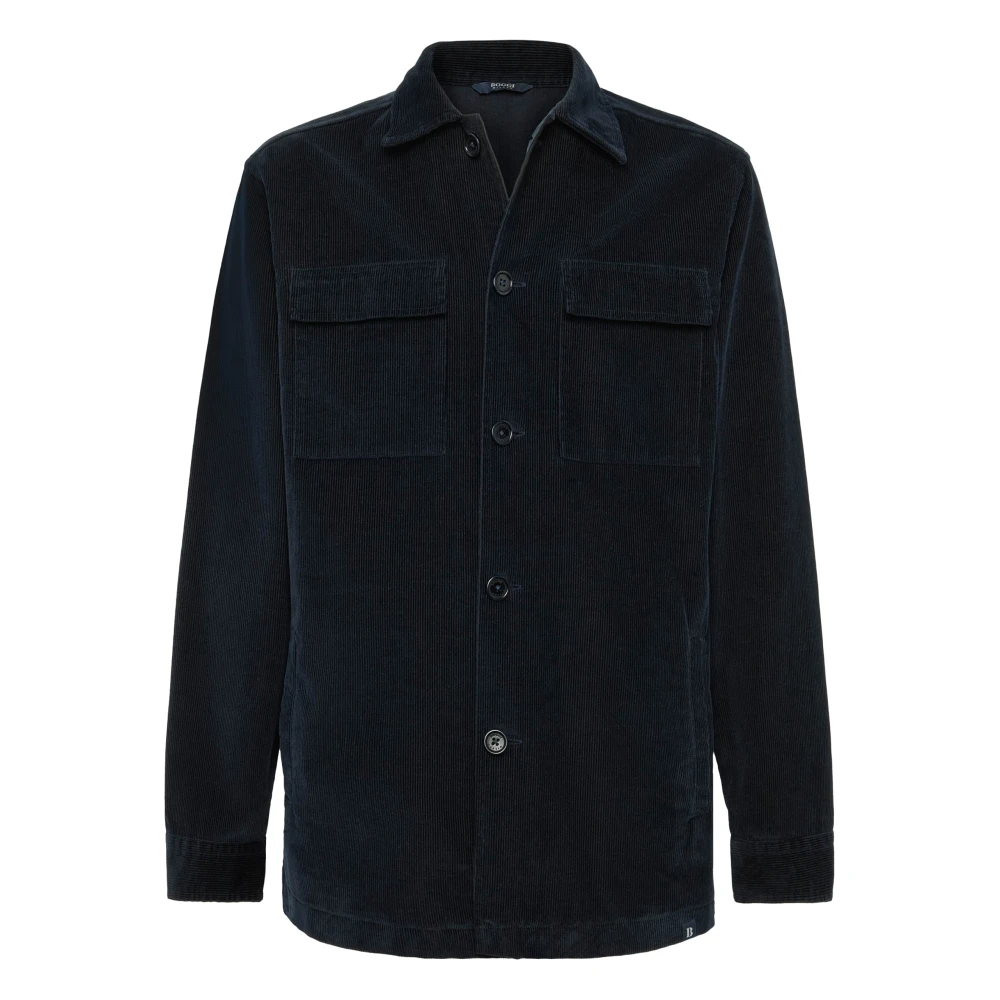Boggi Milano Corduroy Shirt Jacket Style Link Blue Heren