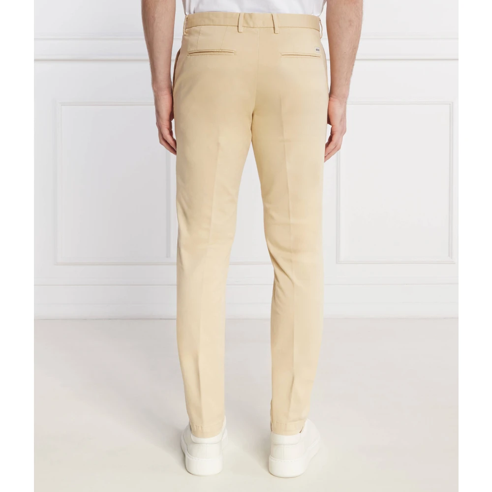 Hugo Boss Katoenen Gewassen Broek Beige Heren