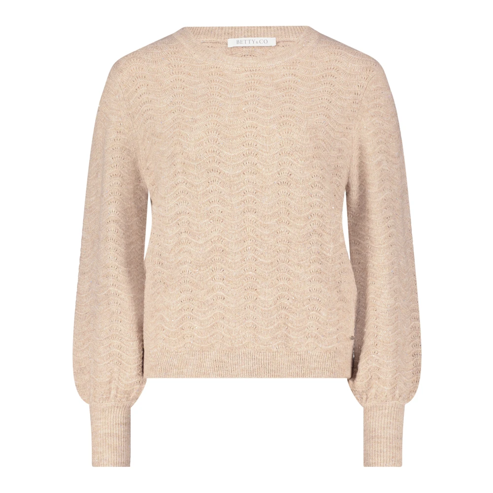 Betty & Co Chunky Gebreide Lurex Trui Beige Dames