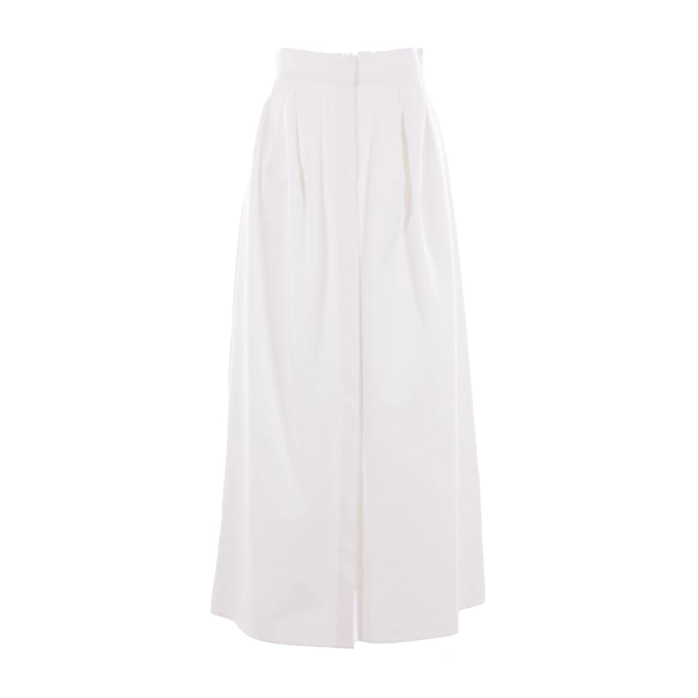 Max Mara Lange Alcade Gabardine Stretch Rok White Dames