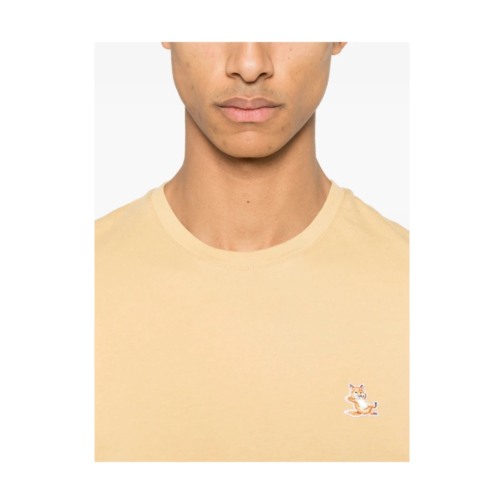 Maison Kitsuné Mosterdgele Crew Neck T-shirt Yellow Heren