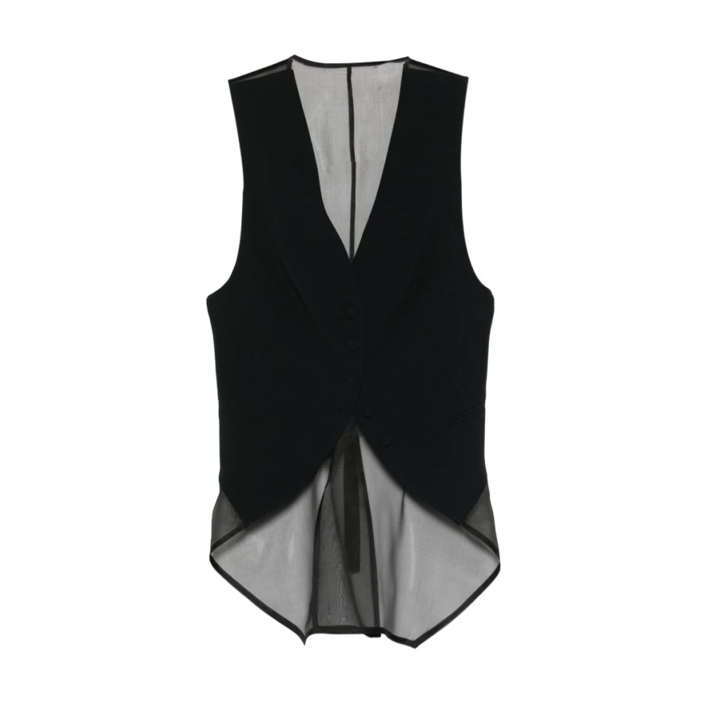 Emporio Armani Women's Black Sheer-Panel Waistcoat - Waistcoats - M - Jackets