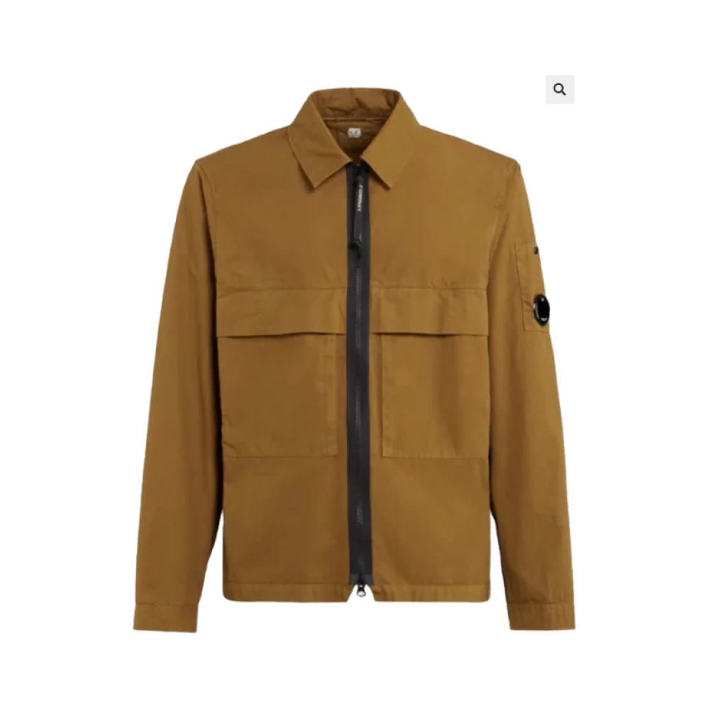 C.P. Company Aarde Bruine Gabardine Shirt Bril Detail Brown Heren