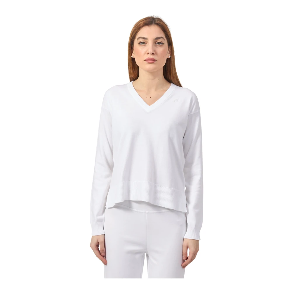 K-way Witte Katoenen Crop Sweater White Dames