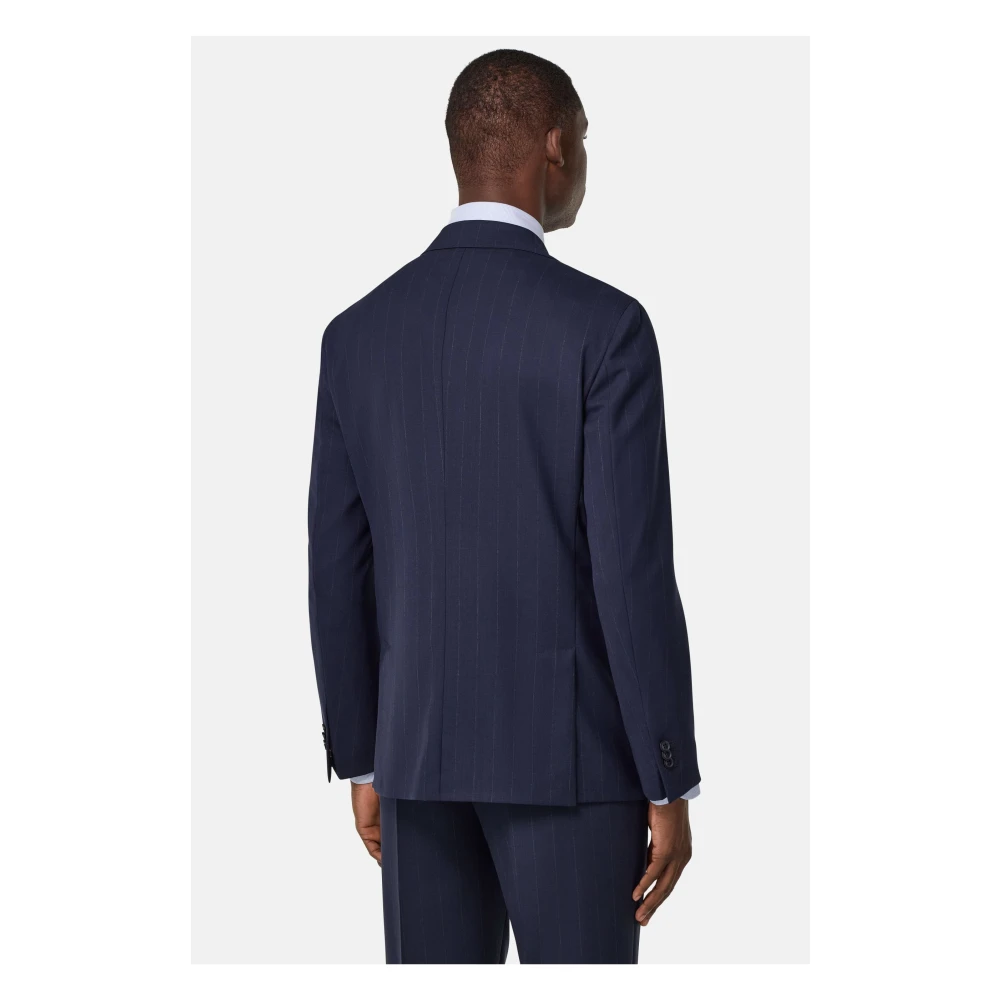 Boggi Milano Pinstripe pak van zuivere reiswol Blue Heren