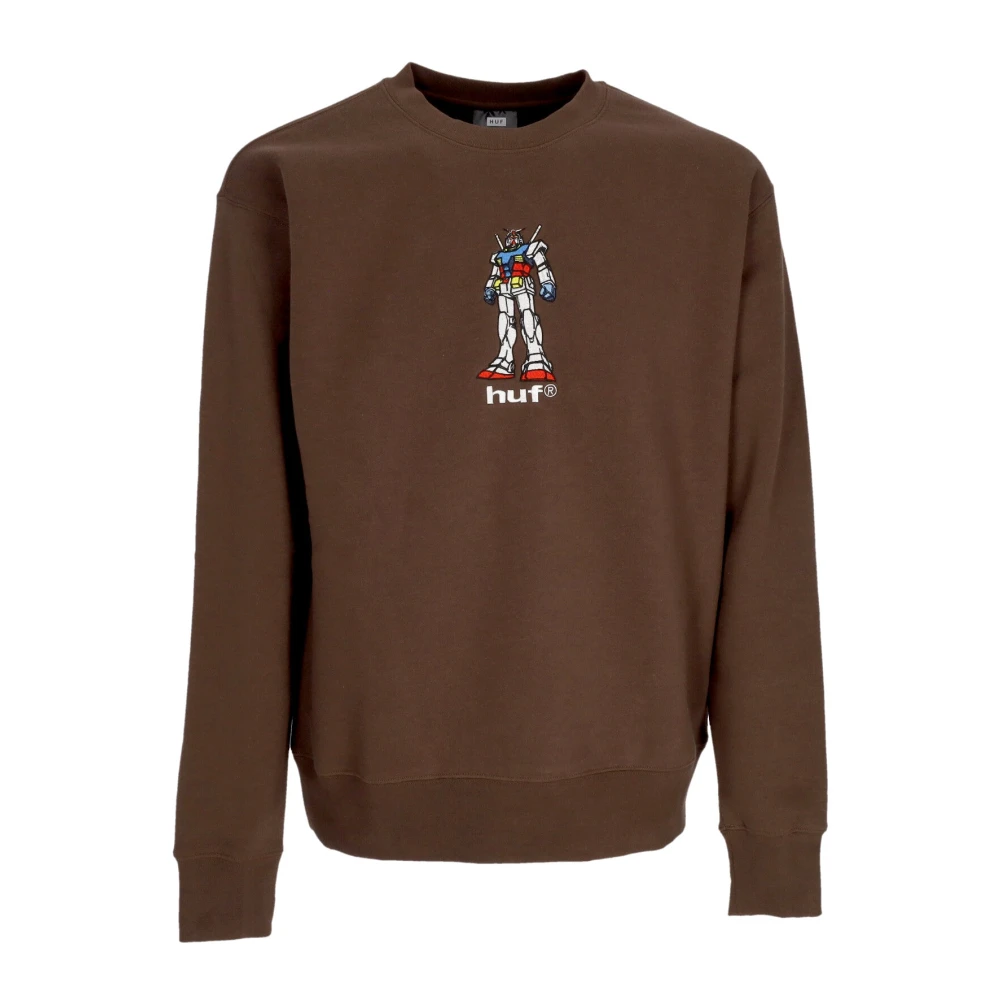 Huf Men's Brown Gundam Chocolate Crewneck Sweatshirt - Sweatshirts - Xl - Sweatshirts & Hoodies