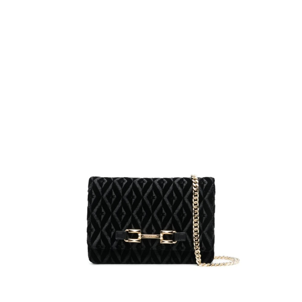 Elisabetta Franchi Quiltad Velvet Crossbody Väska Black, Dam