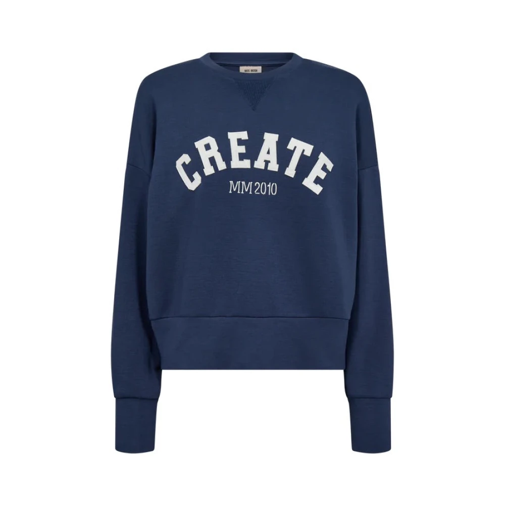Mos Mosh Women's Blue Sweatshirts, M, Spellbound Sweatshirt With Bold Lettering