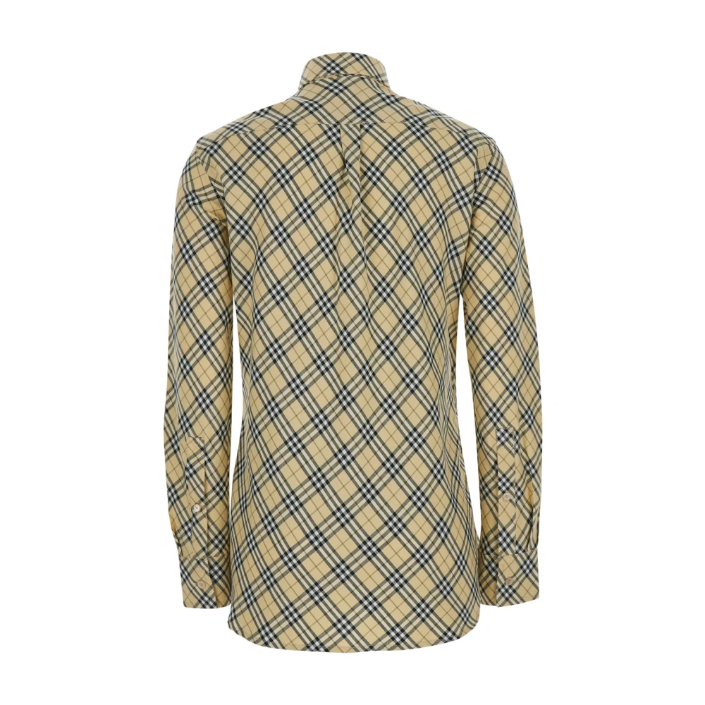 Burberry Check Motief Oversized Beige Shirt Beige Dames
