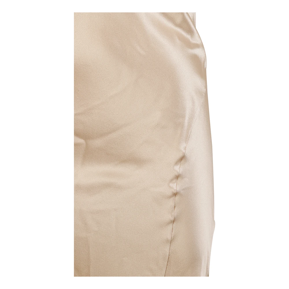 Saint Laurent Zijden Maxi Jurk Beige Dames