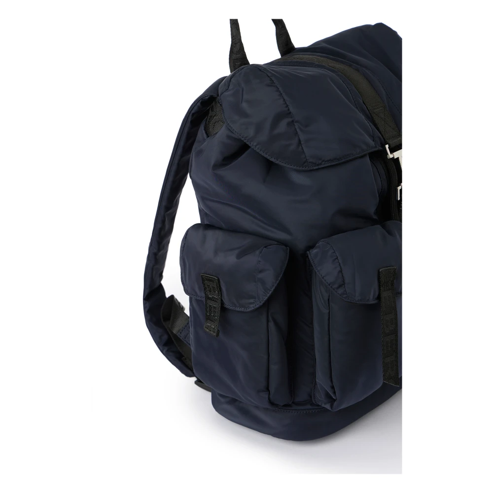 Iceberg Blauwe zachte nylon rugzak met gepersonaliseerde details en logogesp Blue Heren