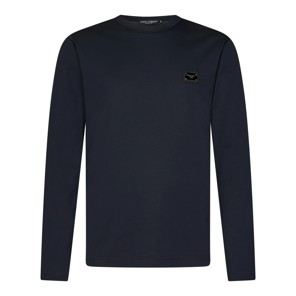 Dolce & Gabbana Katoenen Heren Longsleeve met Metalen Hardware Blue Heren