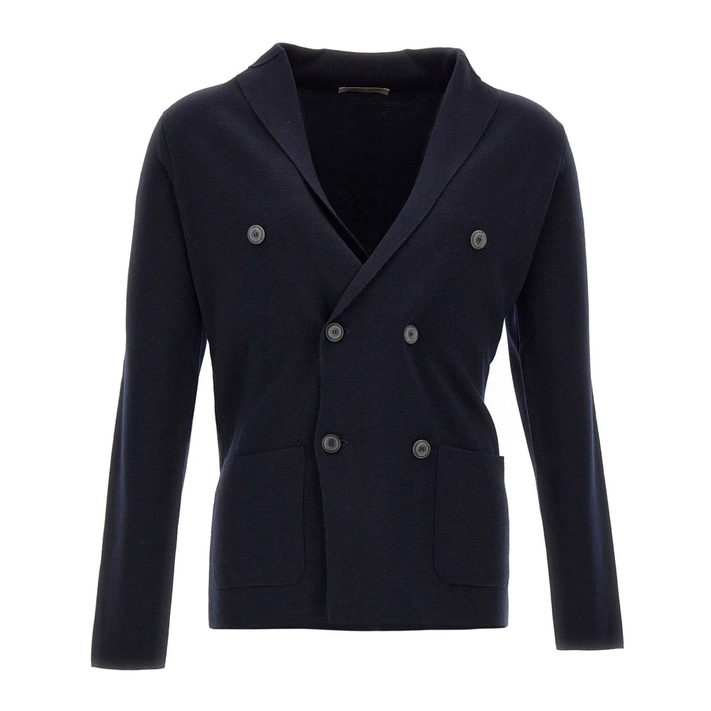 Filippo De Laurentiis Blue Mens Merino Wool Cardigan Blazer - Male - Cardigans - Xl - Knitwear