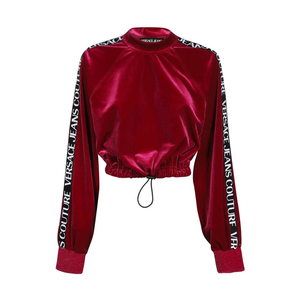 Versace Jeans Couture Logo Gestreepte Cropped Sweatshirt Red Dames