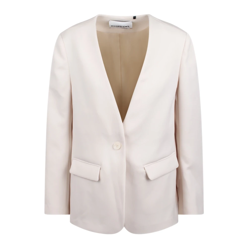 Essentiel Antwerp Oversized Single-Breasted Blazer White Dames